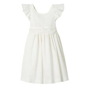 Jacadi Ivory Kids Dress with Ruffled Flutter Sleeves
